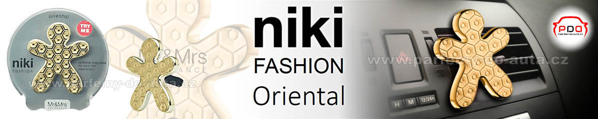 Voňavý panáček do auta Niki Fashion Oriental zlatý Mr Mrs Fragrance cz